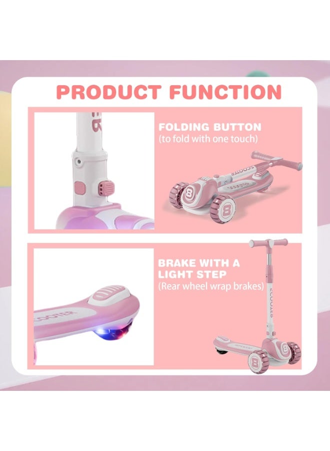 دي إم جي تك ركلة سكوتر ، 4 الارتفاع القابل للتعديل و Lean-to-Steer ، سكوتر قابل للطي للأطفال ، عجلات ضوئية LED و سطح مضاد للانزلاق ، للأطفال من 3-12yrs للهدية - Image 2